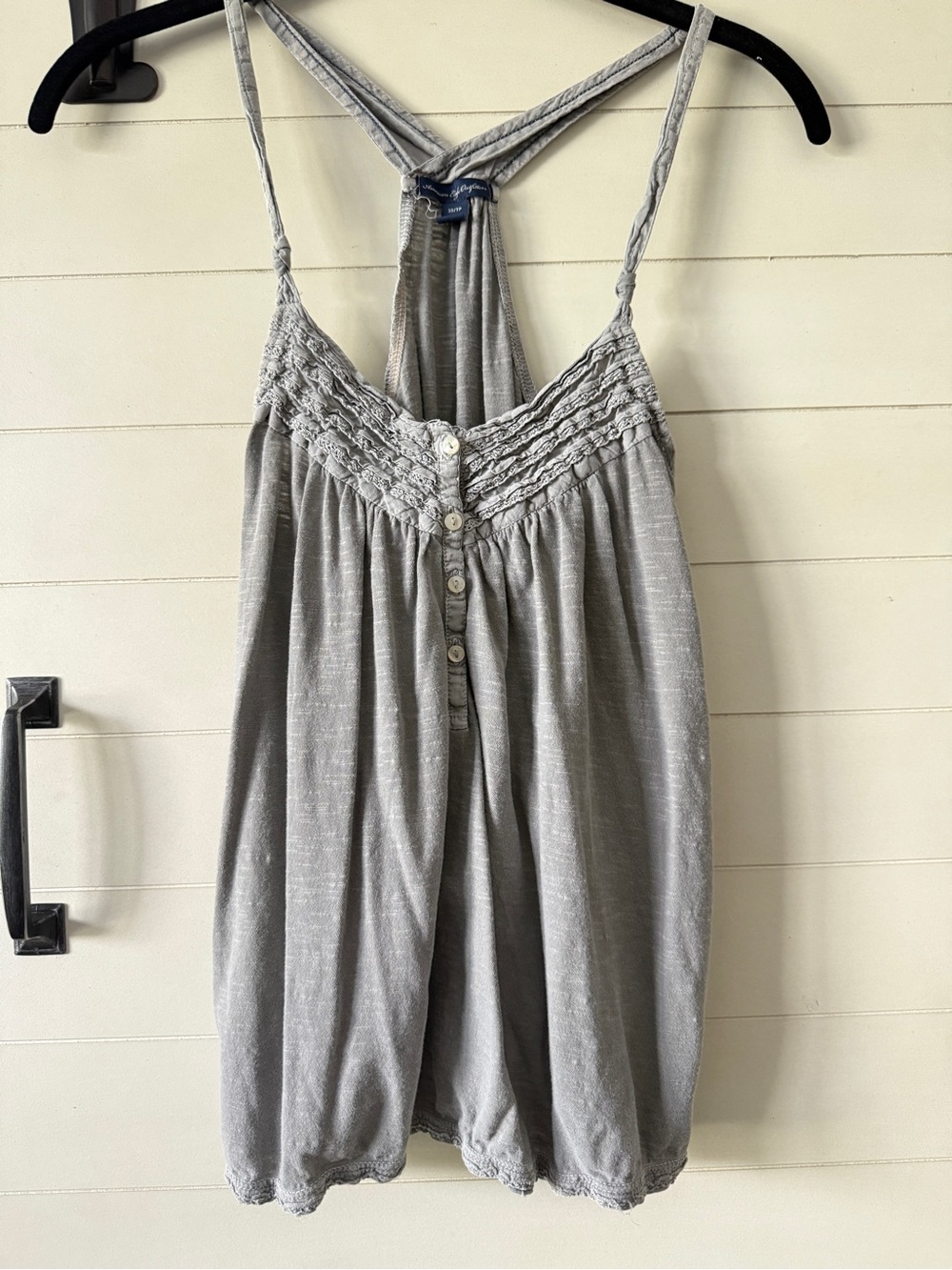 Light Gray Knit Button-Front Tank Top American eagle